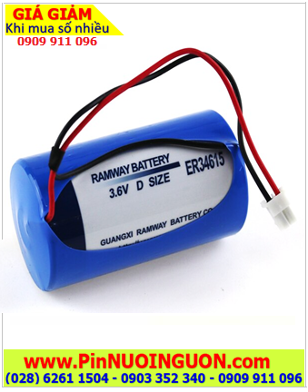 RAMWAY ER34615 (Zắc cắm PLC), Pin nuôi nguồn PLC RAMWAY ER34615 lithium 3.6v D 19000mAh chính hãng 
